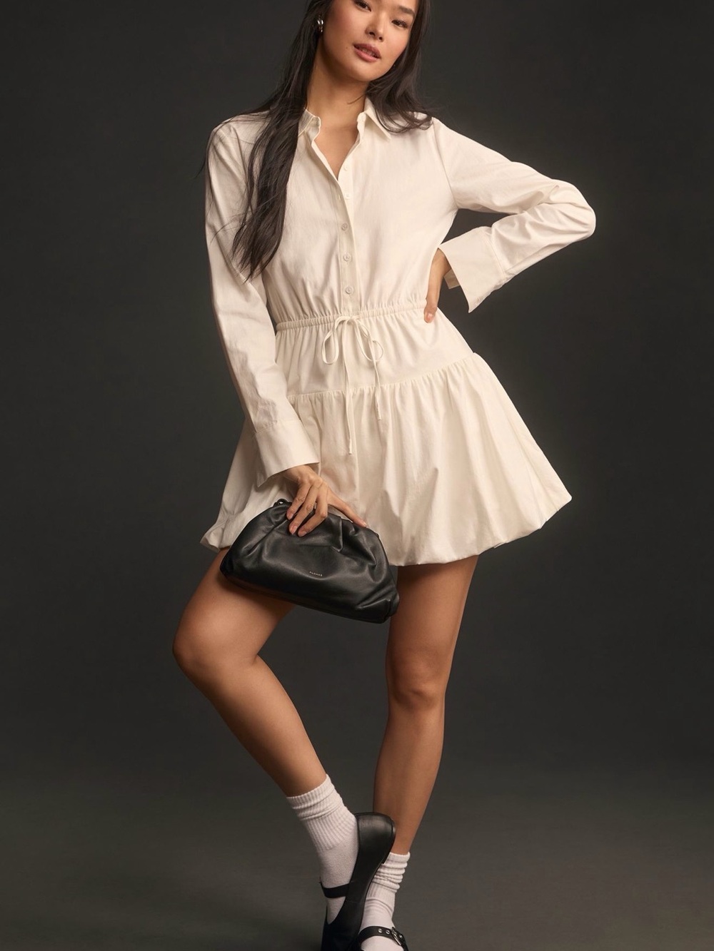 Reformation White Button-Front Shirt Dress - Picture 2 of 5